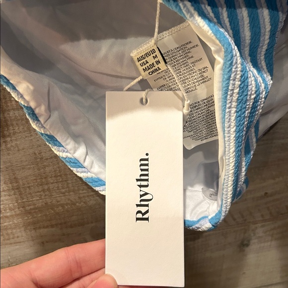 NWT Free people Rhythm Blue and White Striped ribbed bikini set - Picture 5 of 14
